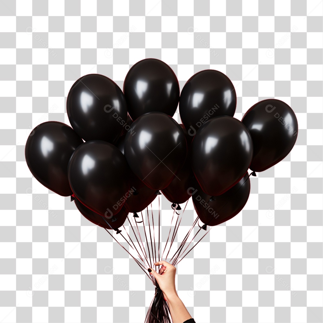 Balões Pretos para a Black Friday PNG Transparente