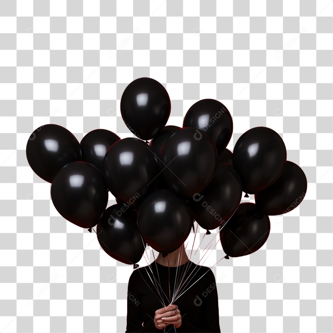 Balões Pretos para a Black Friday PNG Transparente