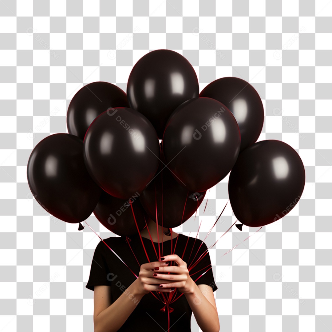 Balões Pretos para a Black Friday PNG Transparente