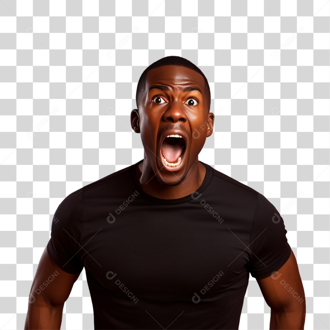 Homem Surpreso com Promoções da Black Friday PNG Transparente