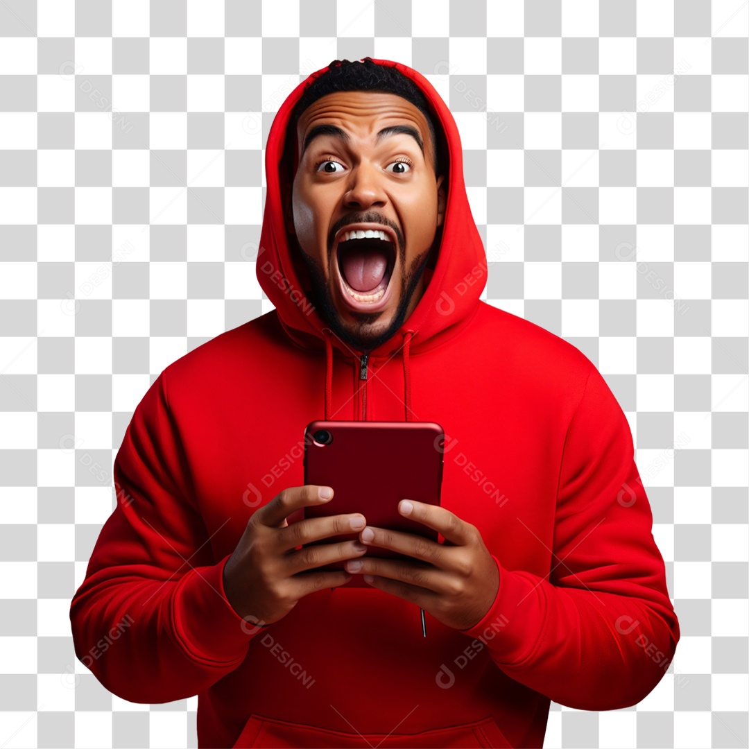 Homem Surpreso com Promoções da Black Friday PNG Transparente