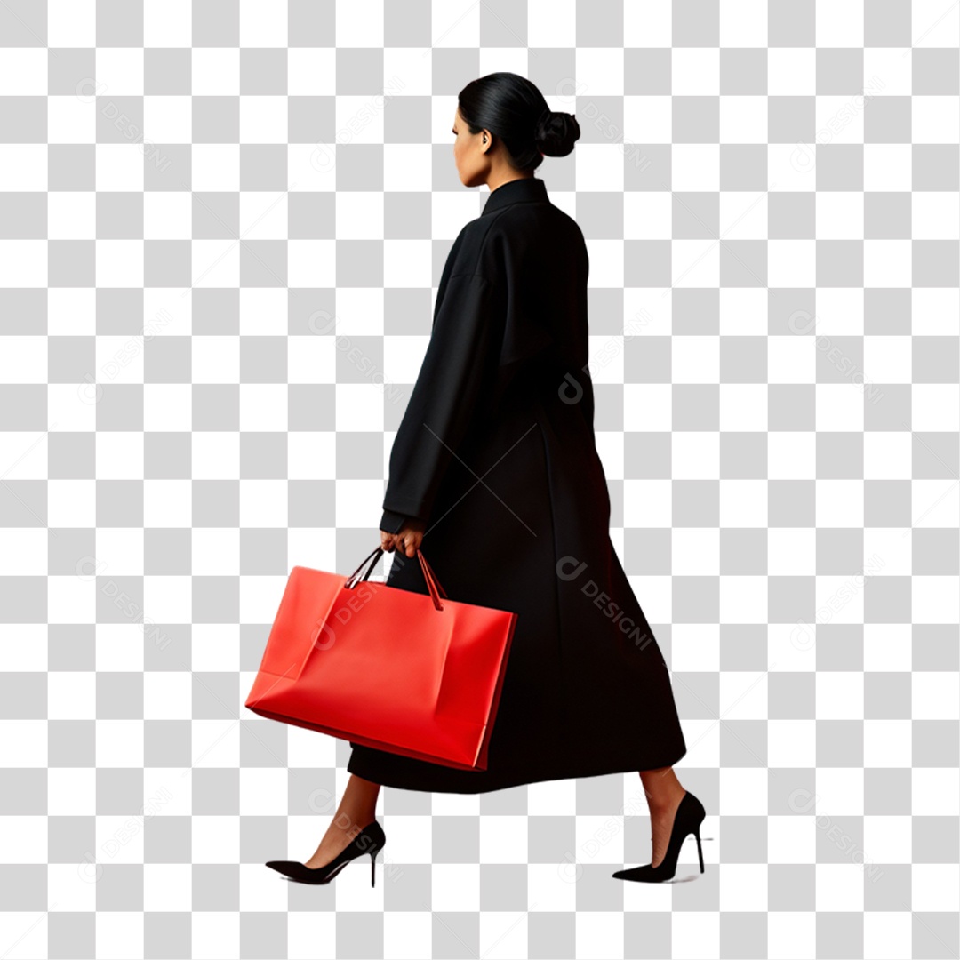 Mulher com Sacolas de Compras da Black Friday PNG Transparente