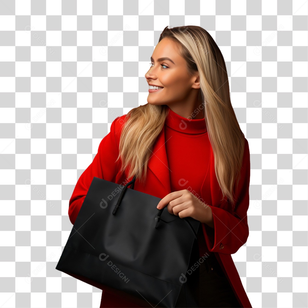 Mulher com Sacolas de Compras da Black Friday PNG Transparente