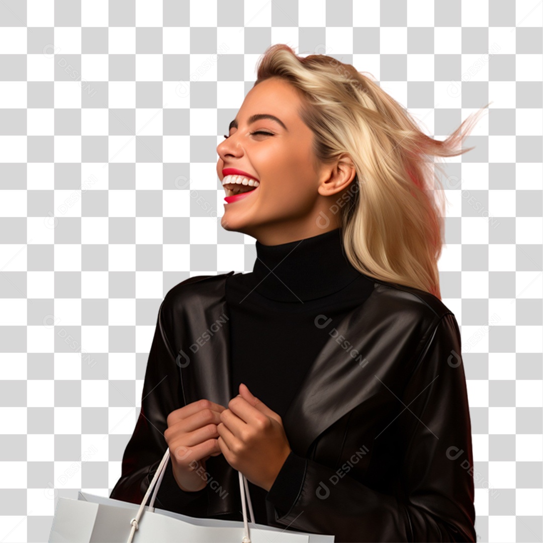 Mulher com Sacolas de Compras da Black Friday PNG Transparente