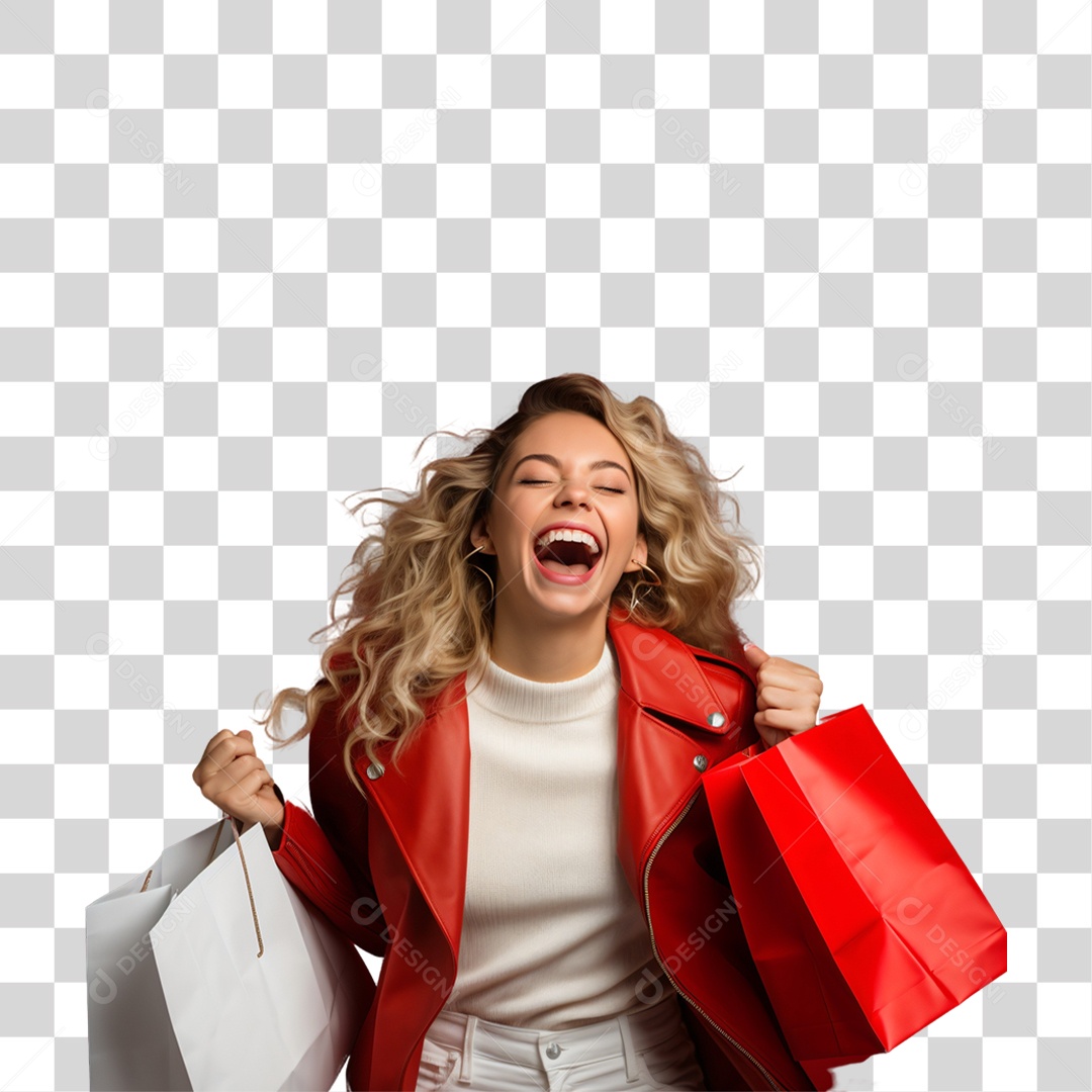 Mulher com Sacolas de Compras da Black Friday PNG Transparente