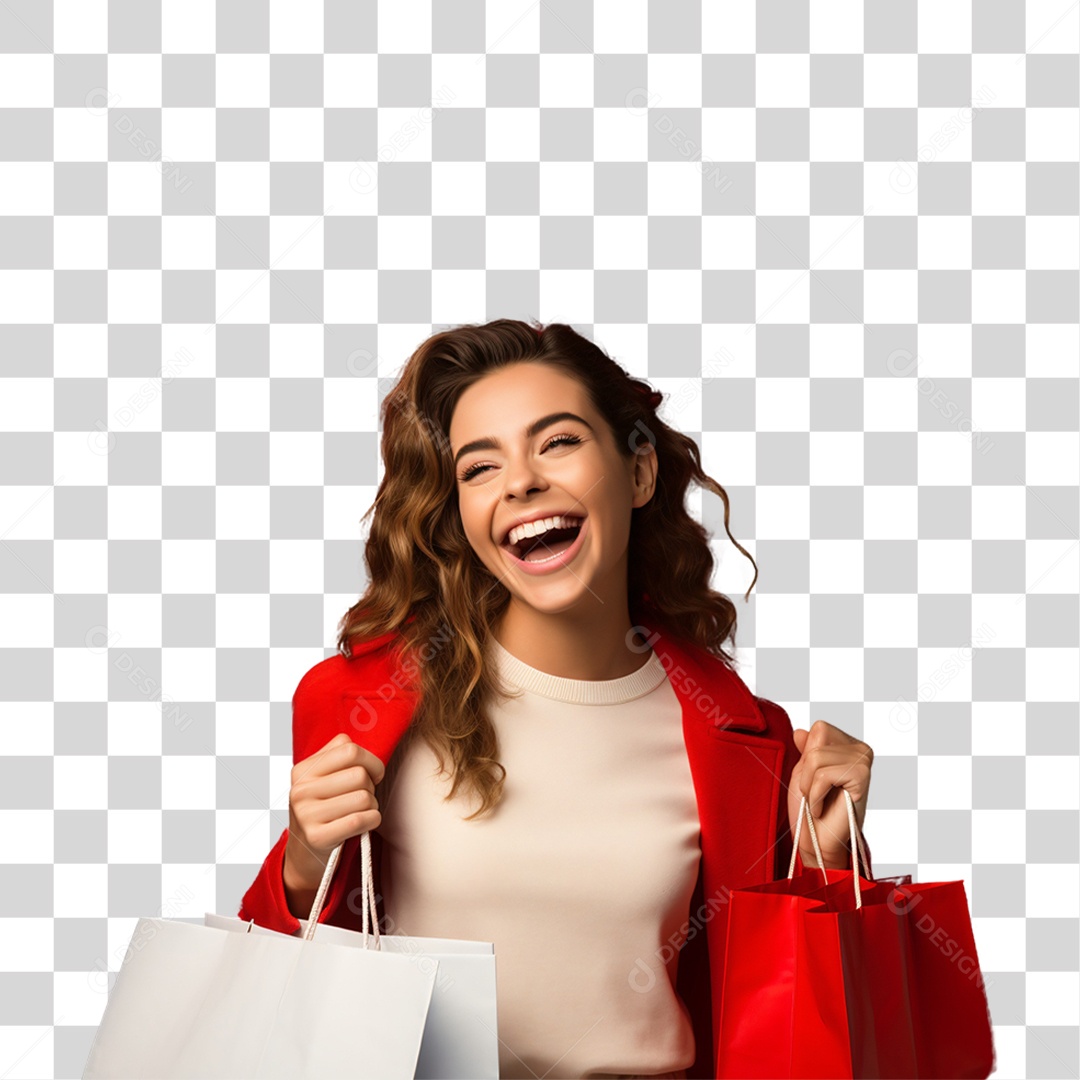 Mulher com Sacolas de Compras da Black Friday PNG Transparente