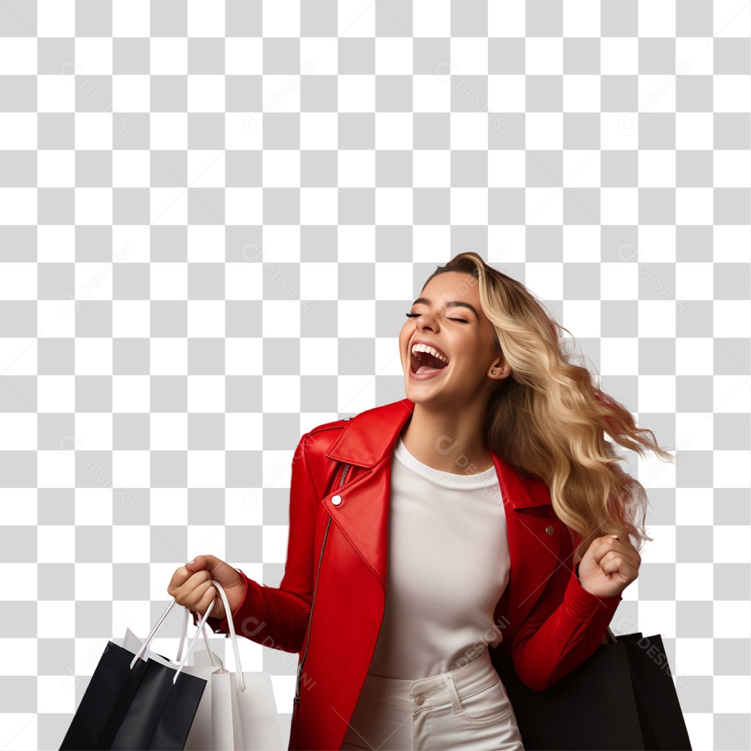 Mulher com Sacolas de Compras da Black Friday PNG Transparente