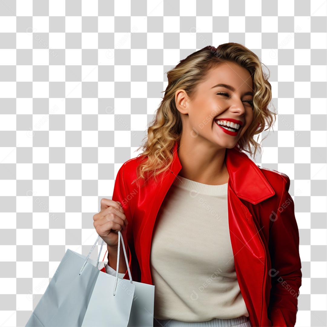 Mulher com Sacolas de Compras da Black Friday PNG Transparente