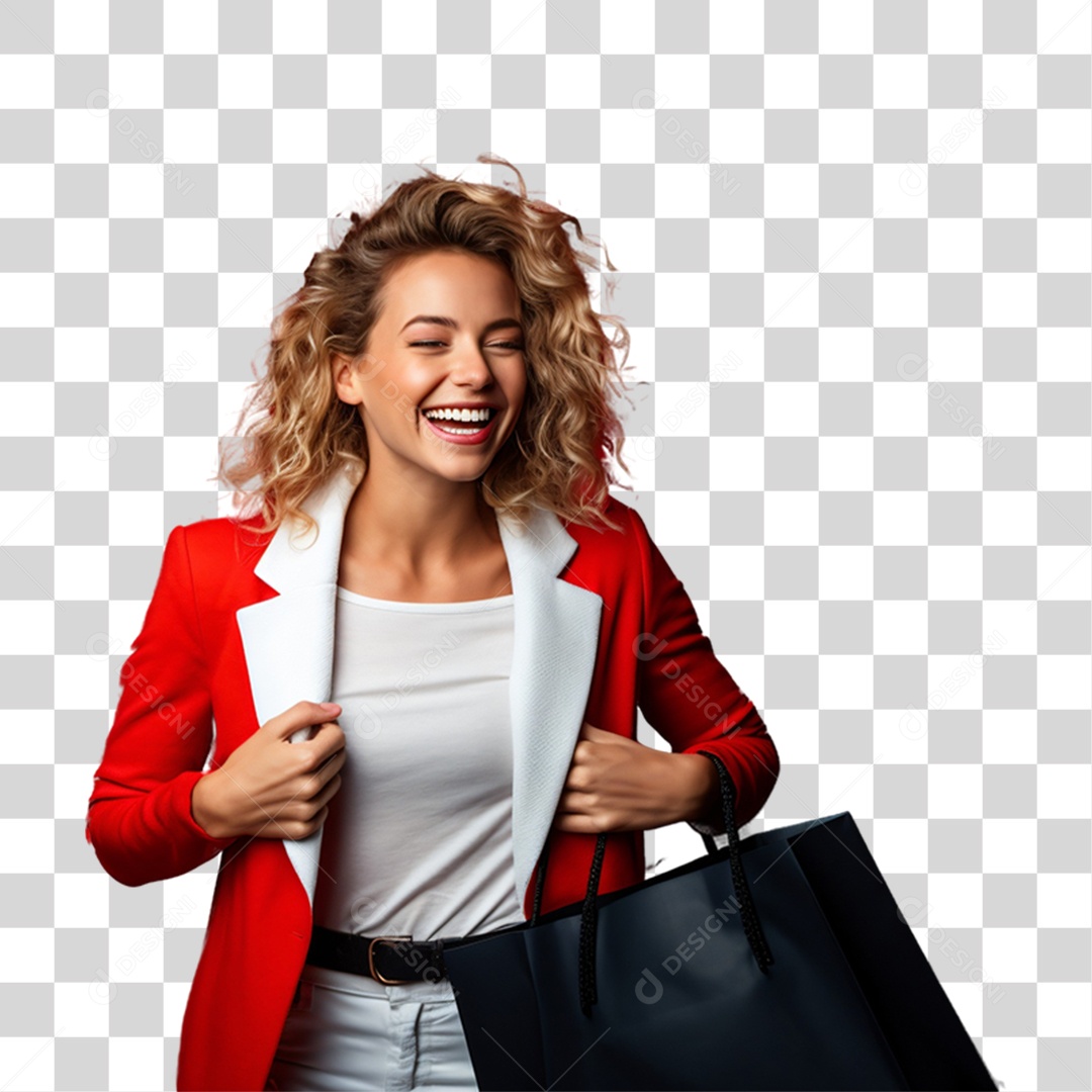 Mulher com Sacolas de Compras da Black Friday PNG Transparente