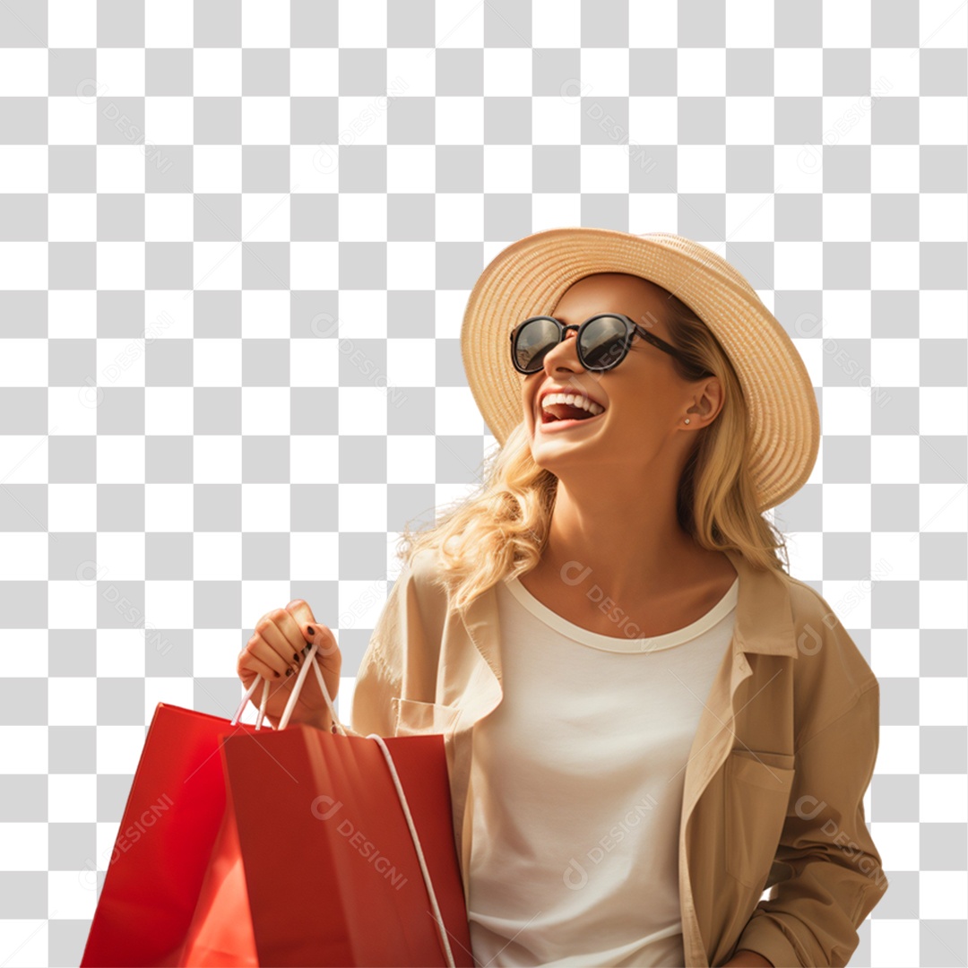 Mulher com Sacolas de Compras da Black Friday PNG Transparente