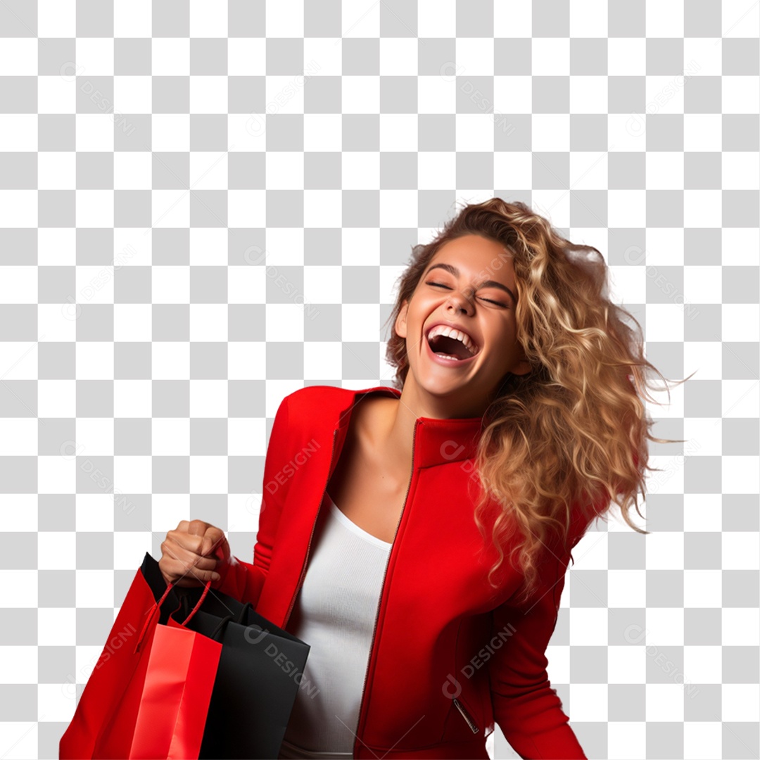 Mulher com Sacolas de Compras da Black Friday PNG Transparente