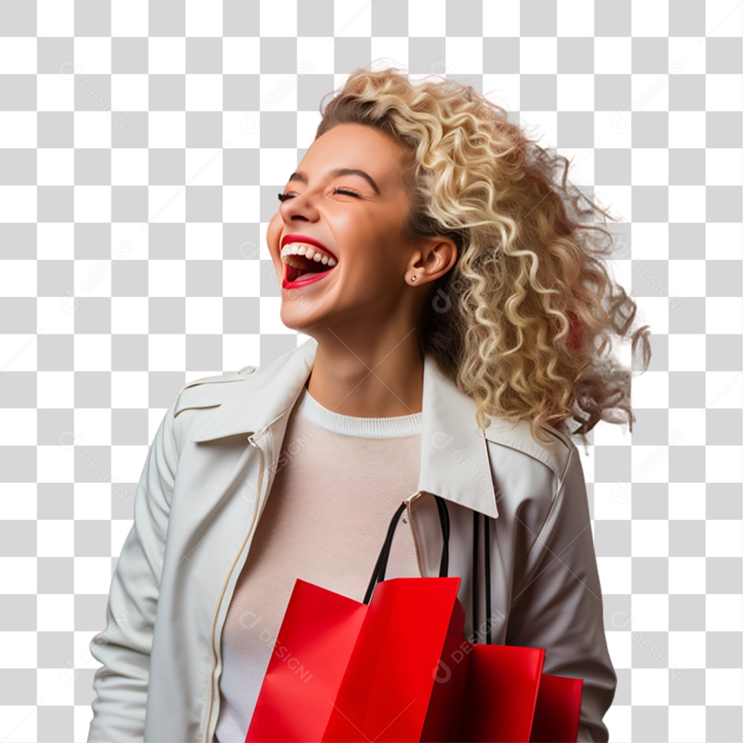 Mulher com Sacolas de Compras da Black Friday PNG Transparente