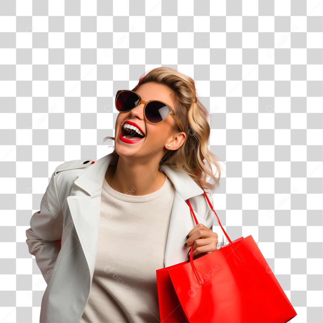 Mulher com Sacolas de Compras da Black Friday PNG Transparente