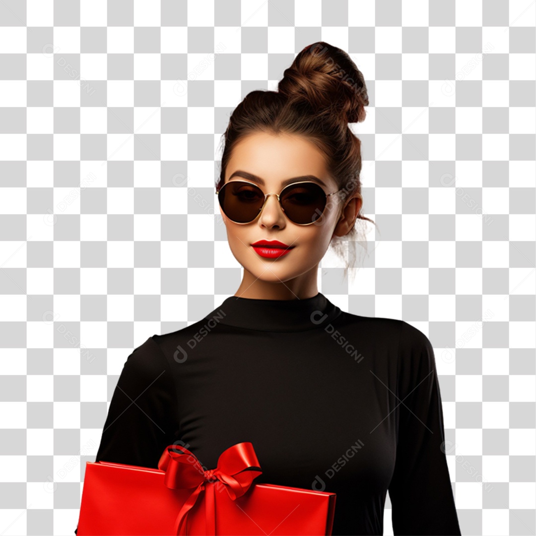 Mulher com Sacolas de Compras da Black Friday PNG Transparente