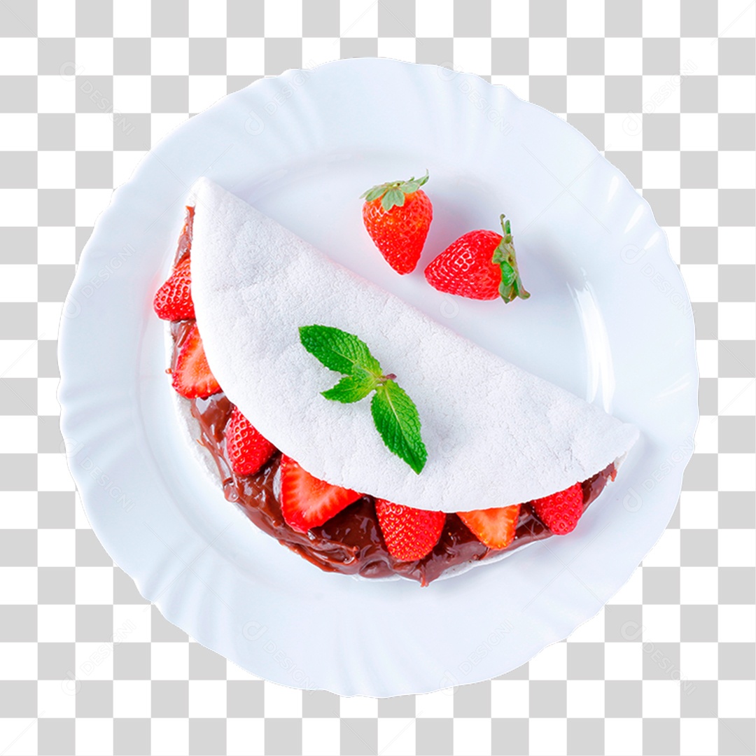 Tapioca caseira ou beiju recheado com morango e chocolate