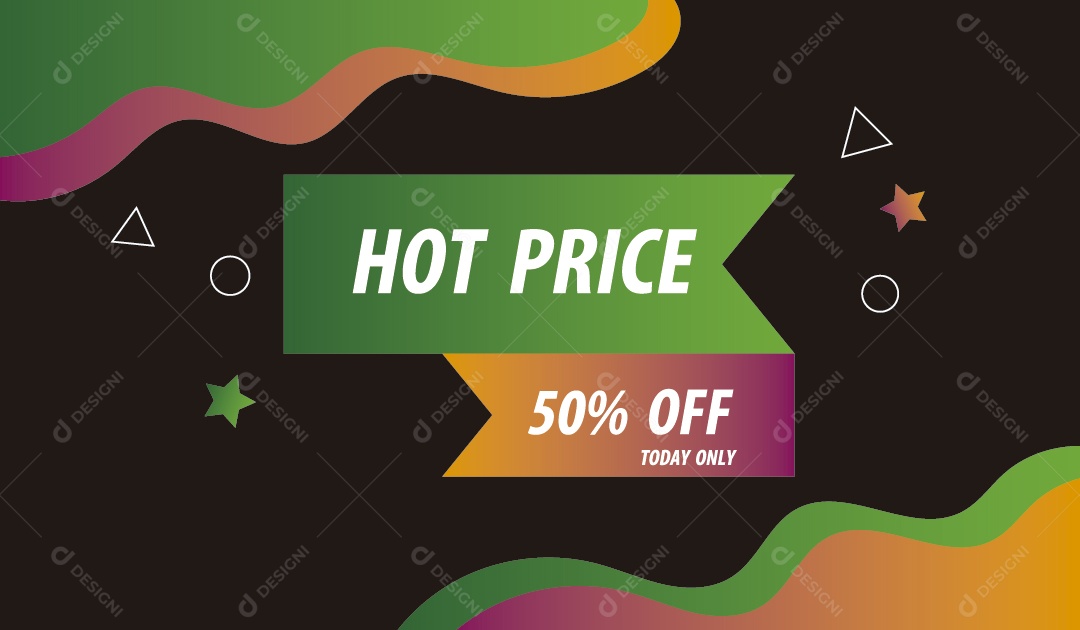 Preço Quente 50% de Desconto Só Hoje Ilustração Vetor EPS