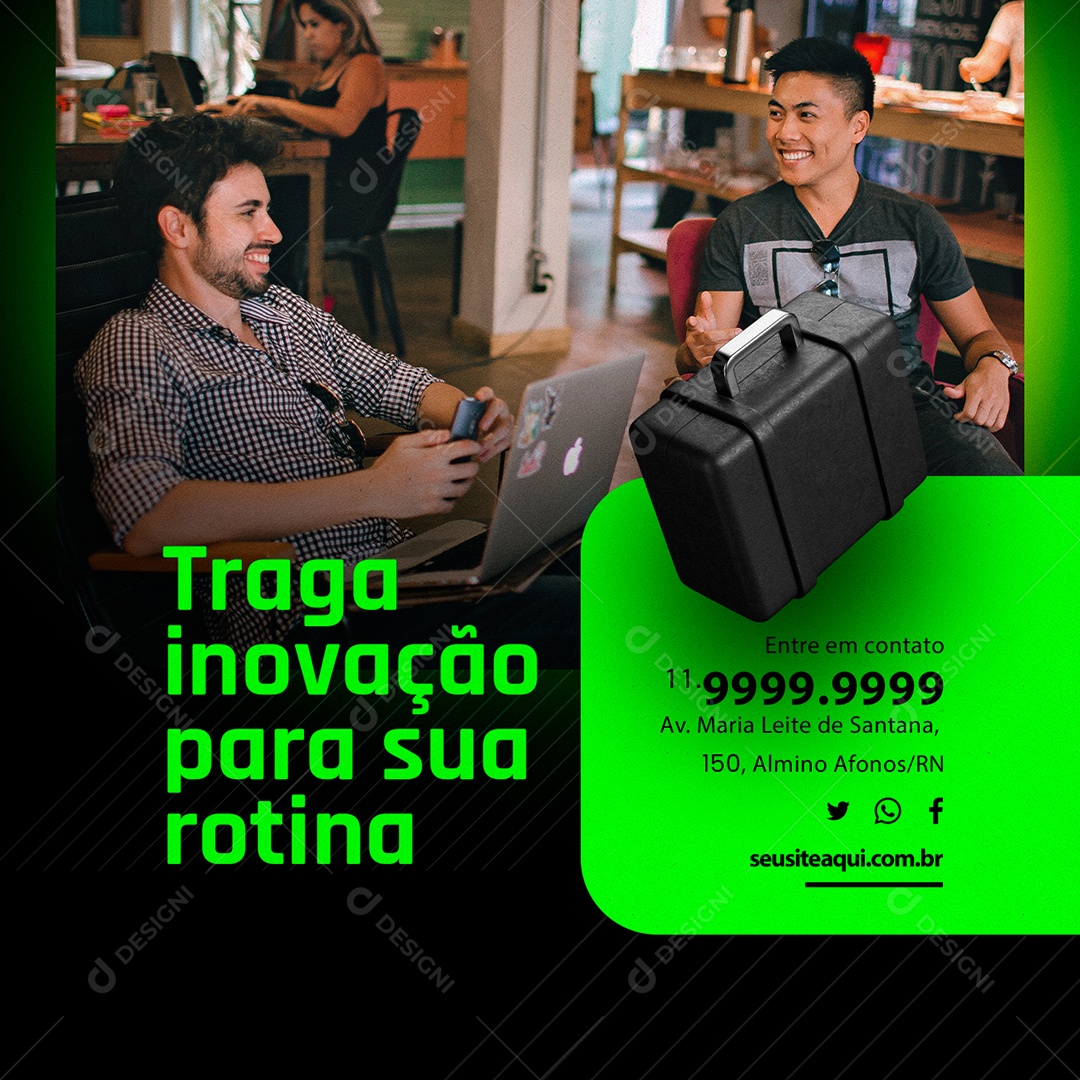 Coworking Traga Inovação para sua Rotina Entre em Contato Social Media PSD Editável
