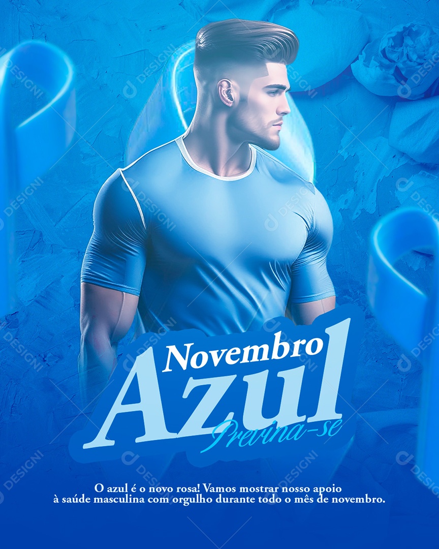 Social Media Feed Novembro Azul Previna Se PSD Editável