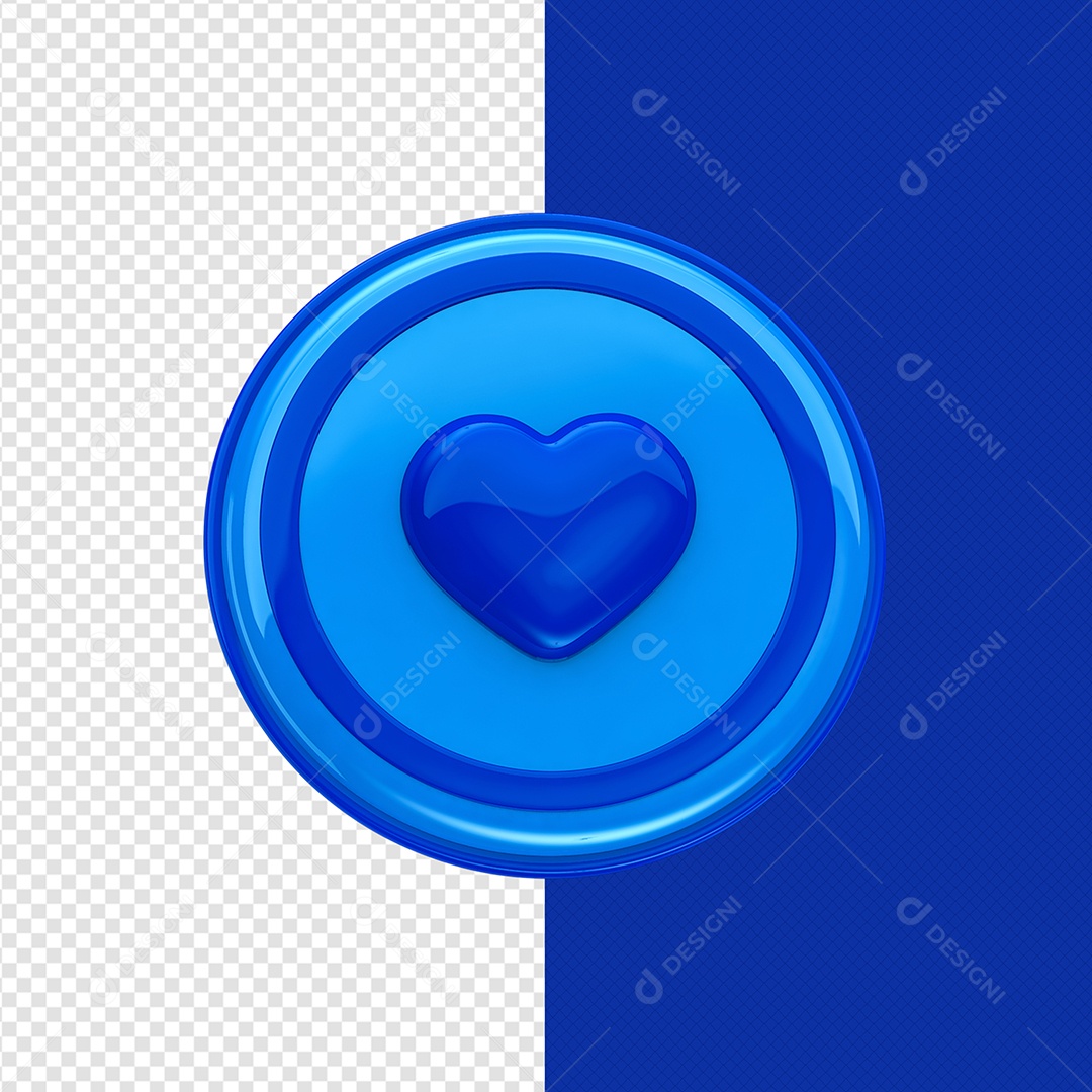 Elemento 3D Coração Novembro Azul Para Composição PSD