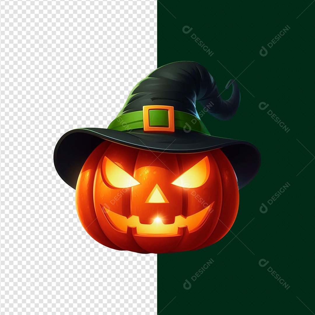 Abóbora Com Chapéu Halloween Elemento 3D Para Composição PSD