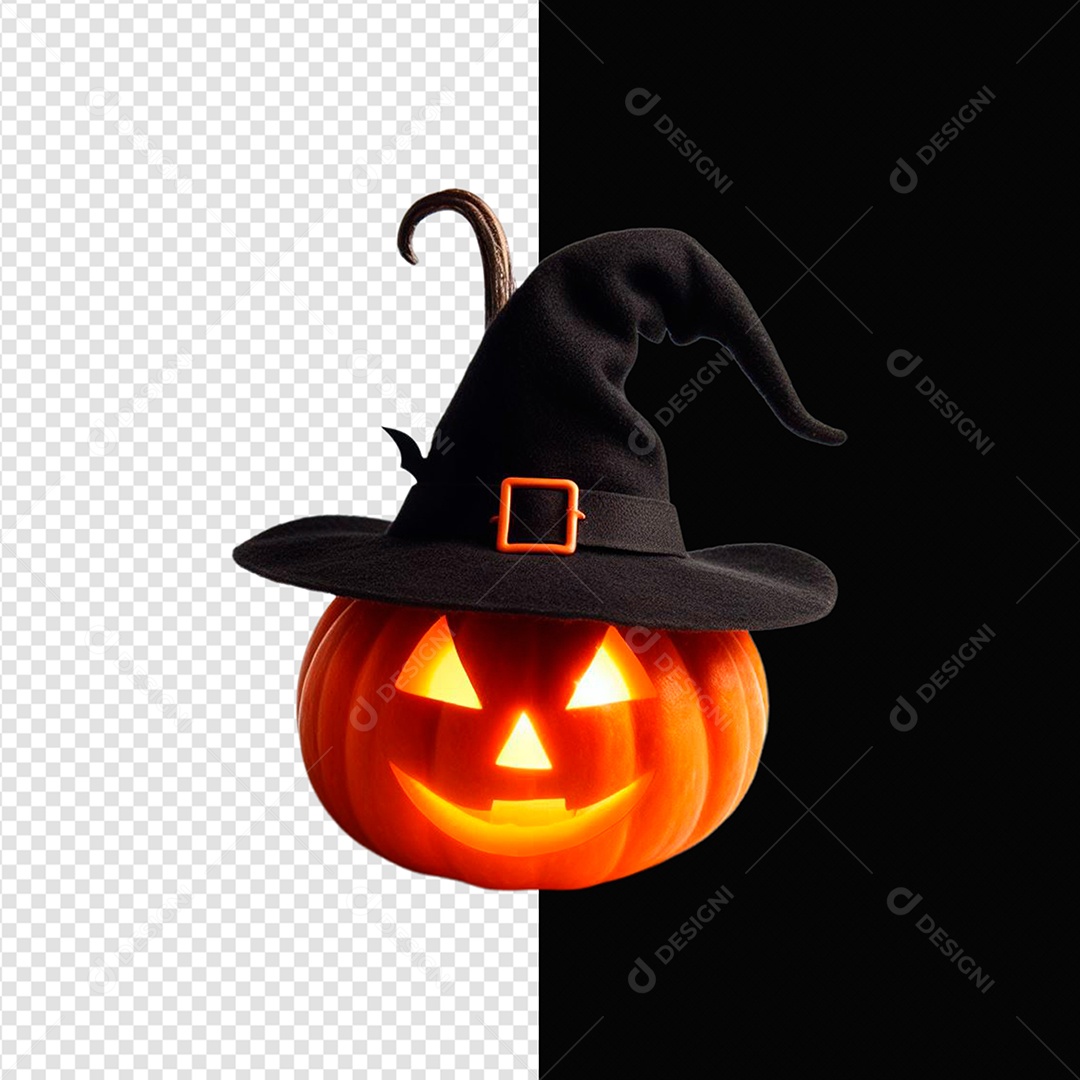 Elemento 3D Abóbora Com Chapéu Para Composição PSD