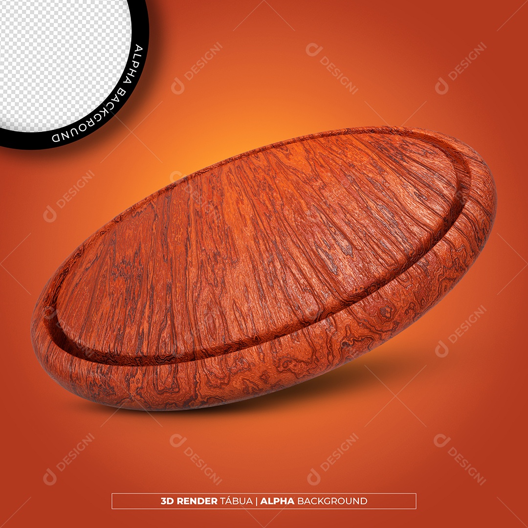 Base de Madeira Forma de  Círculo Elemento 3D para Composição PSD