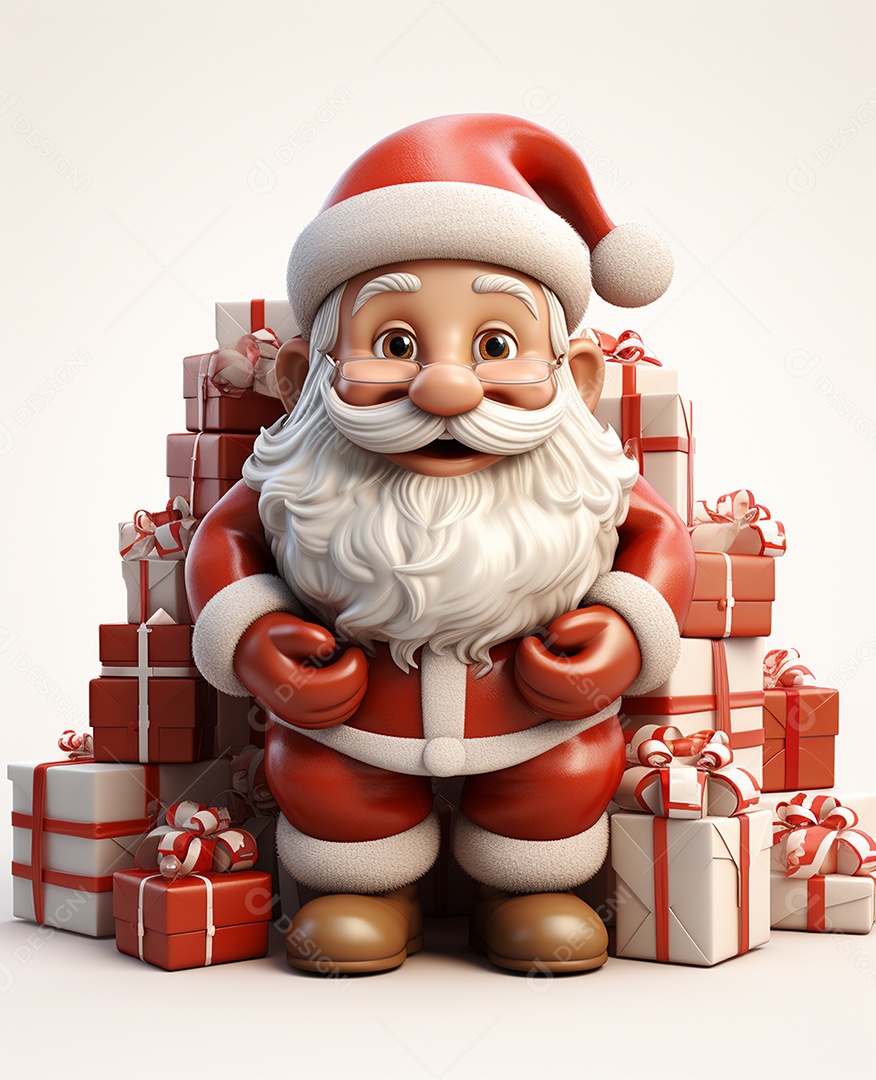 Desenho realista de papai noel feliz