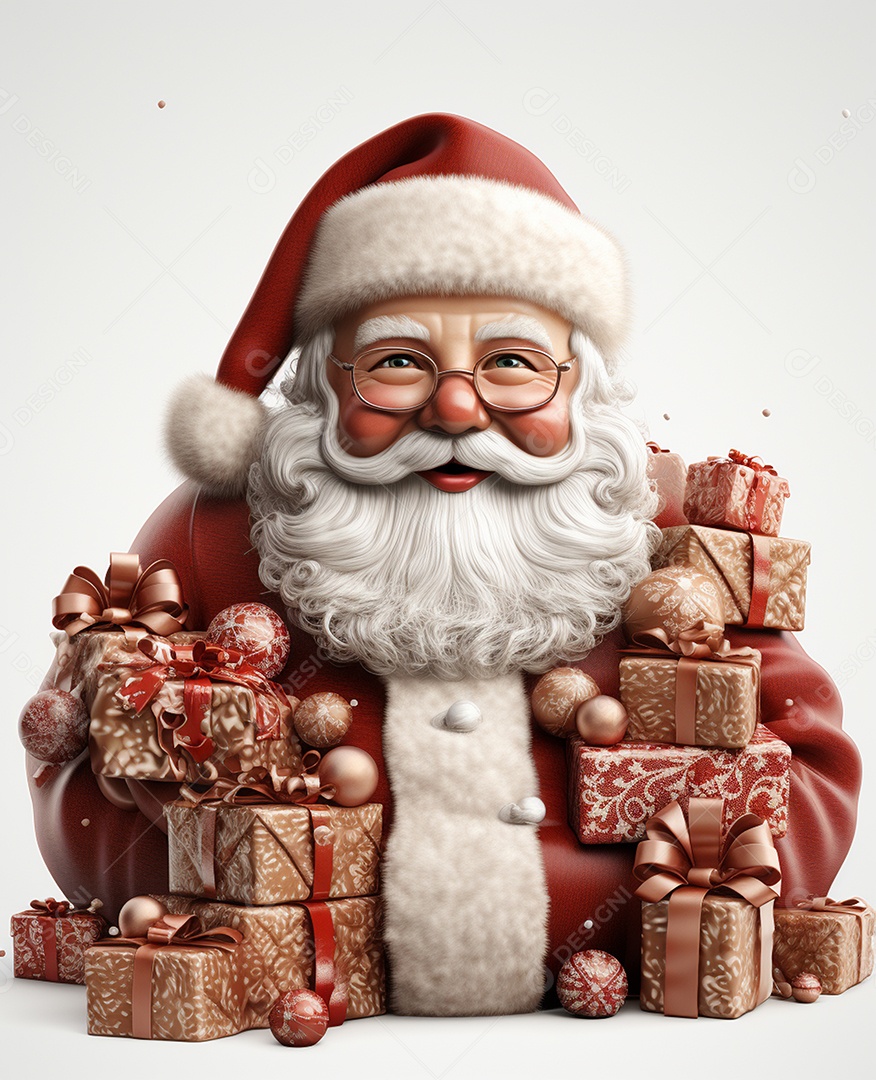 Desenho realista de papai noel feliz