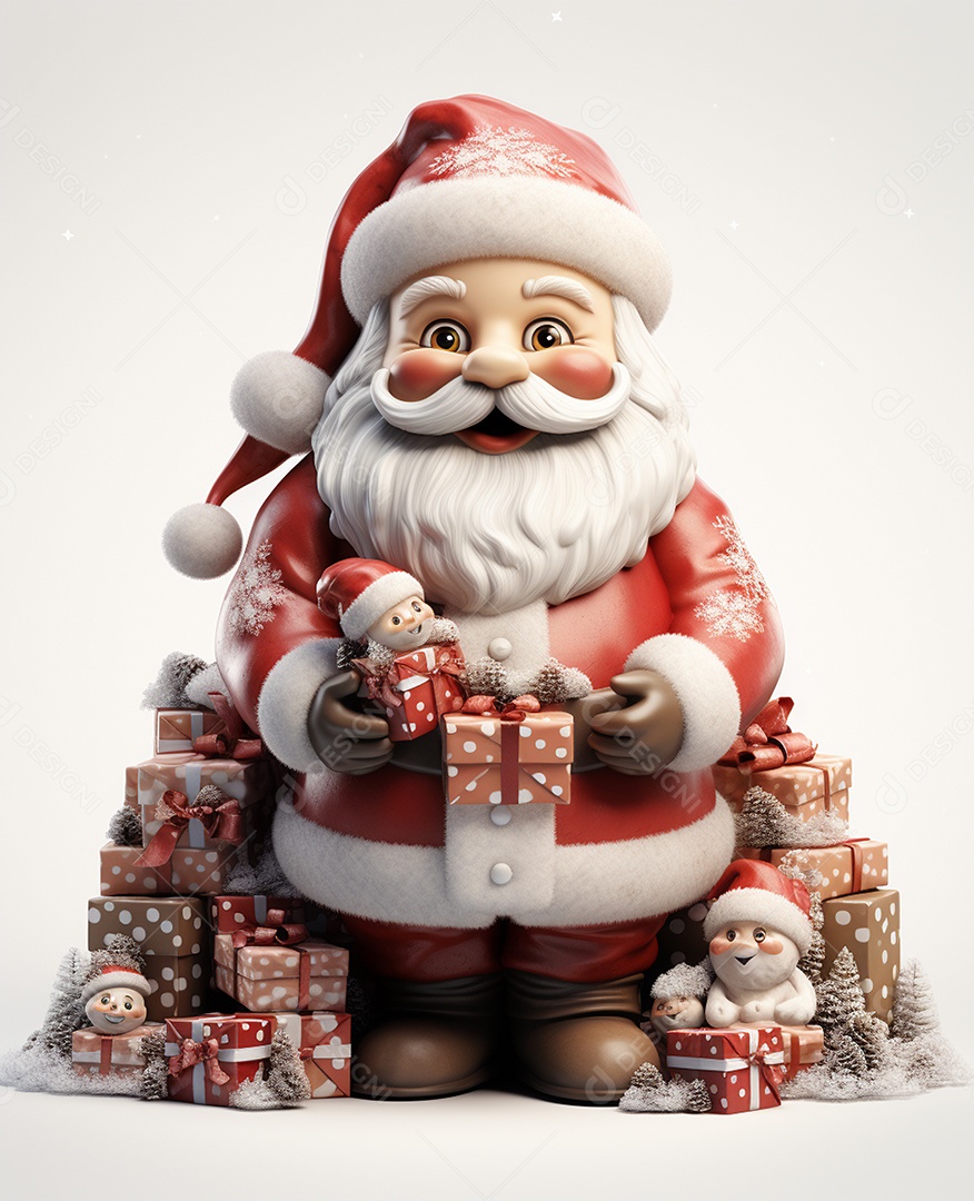 Desenho realista de papai noel feliz