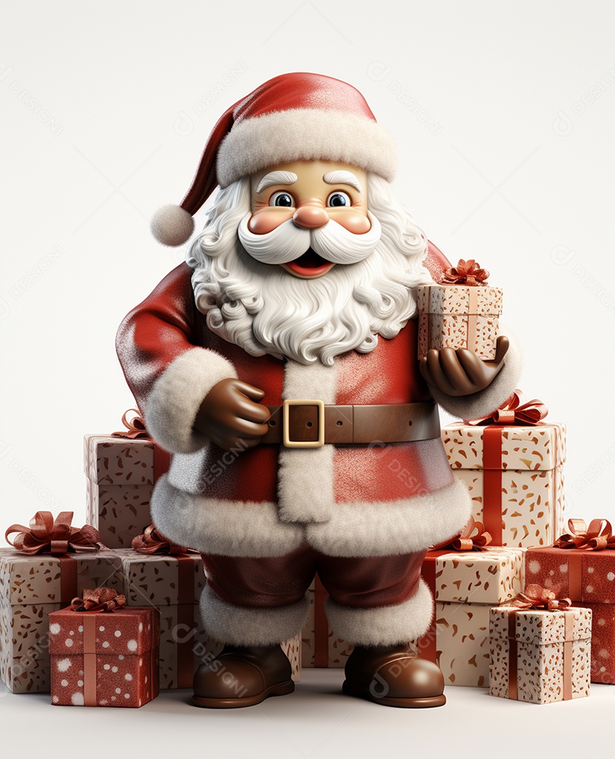 Desenho realista de papai noel feliz