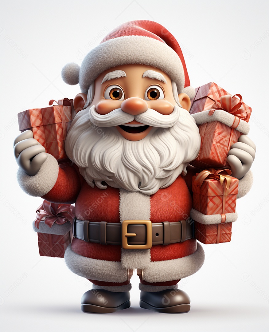 Desenho realista de papai noel feliz