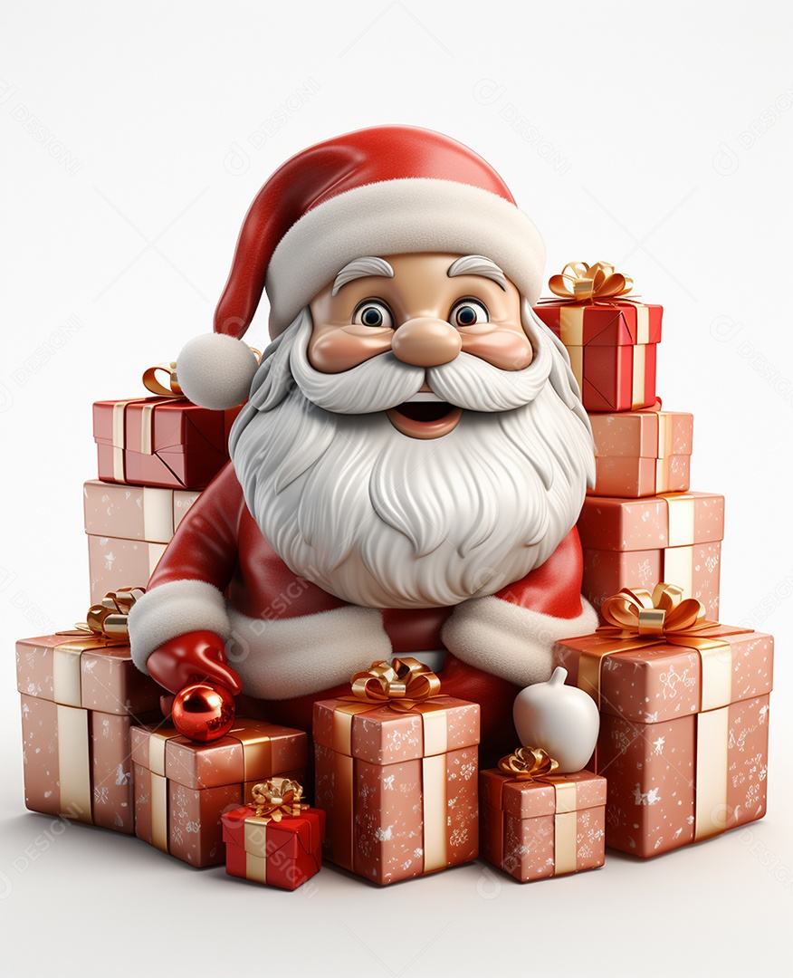 Desenho realista de papai noel feliz