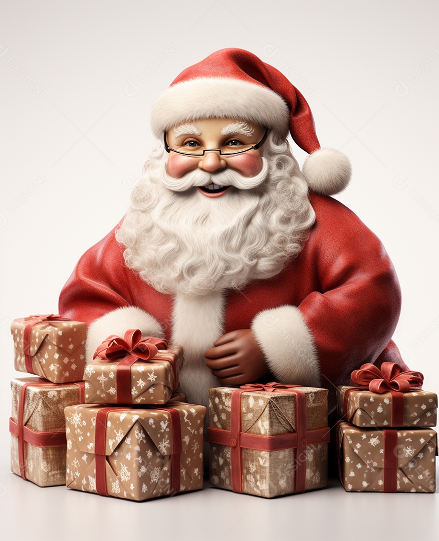 Desenho realista de papai noel feliz