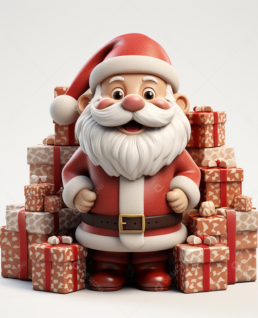 Desenho realista de papai noel feliz