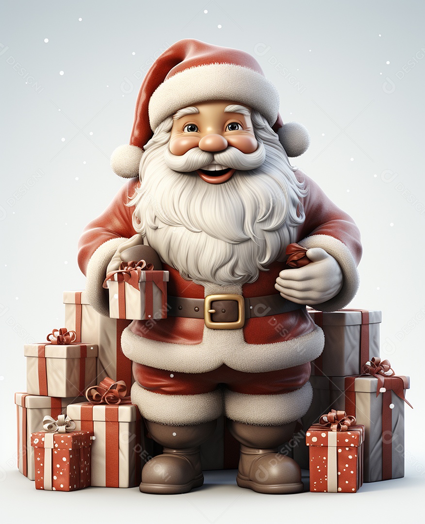 Desenho realista de papai noel feliz