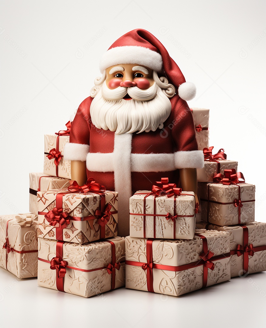 Desenho realista de papai noel feliz