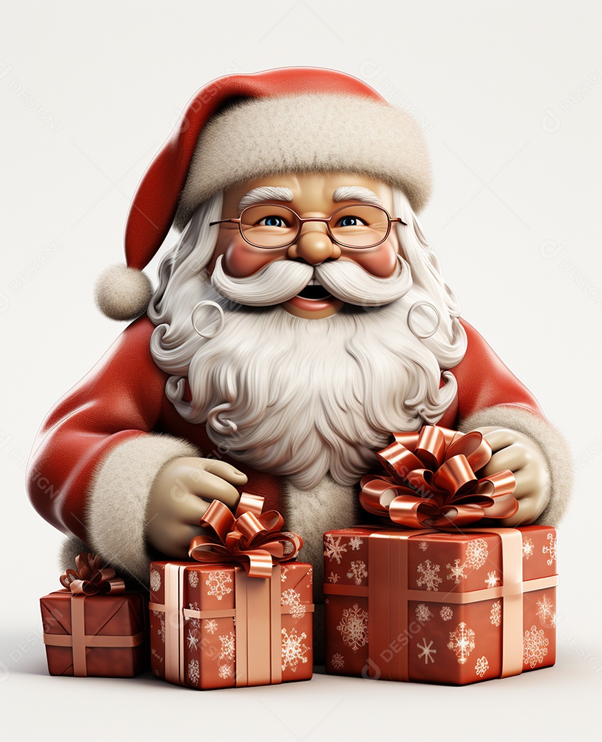 Desenho realista de papai noel feliz