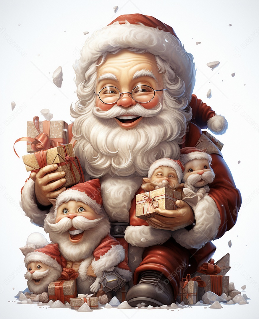 Desenho realista de papai noel feliz