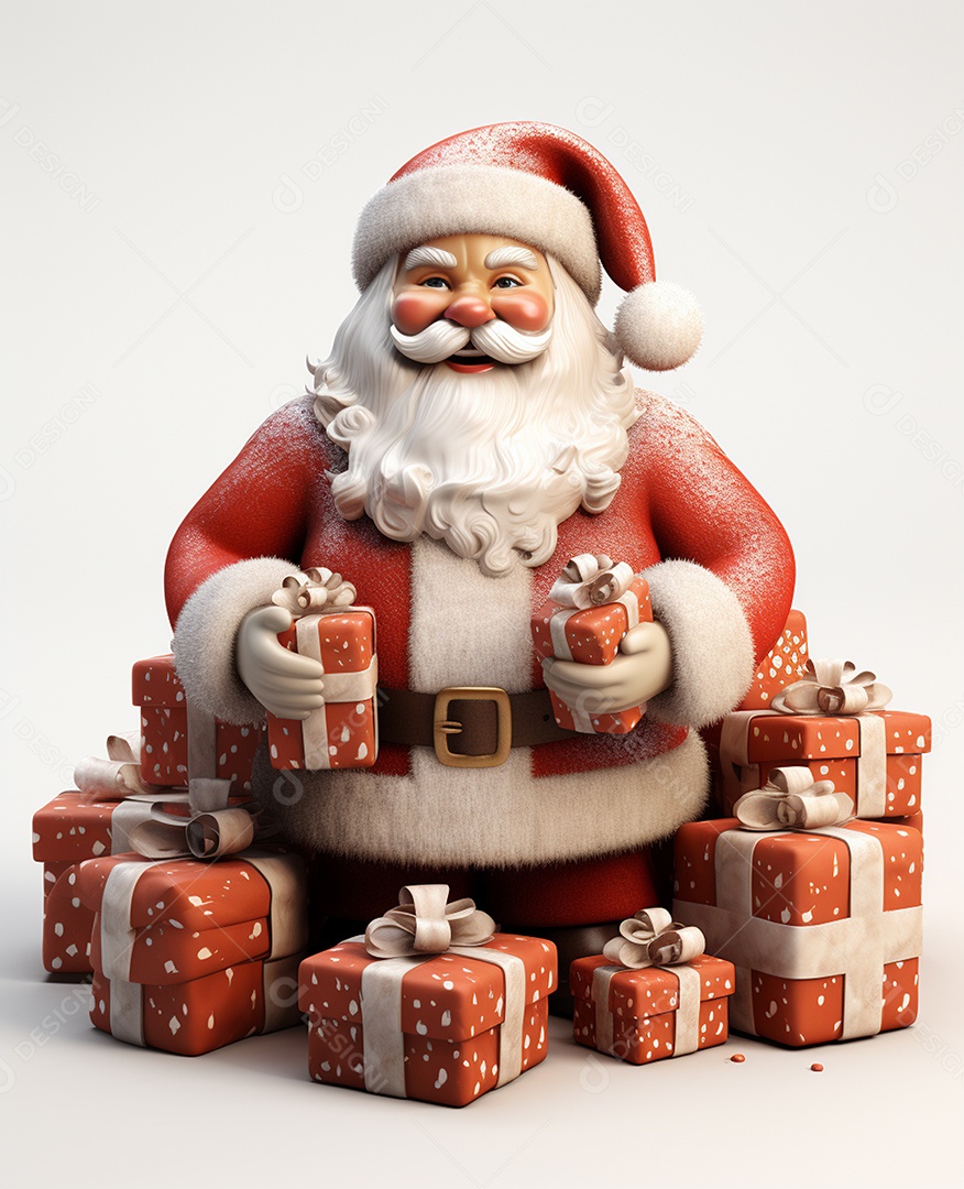 Desenho realista de papai noel feliz