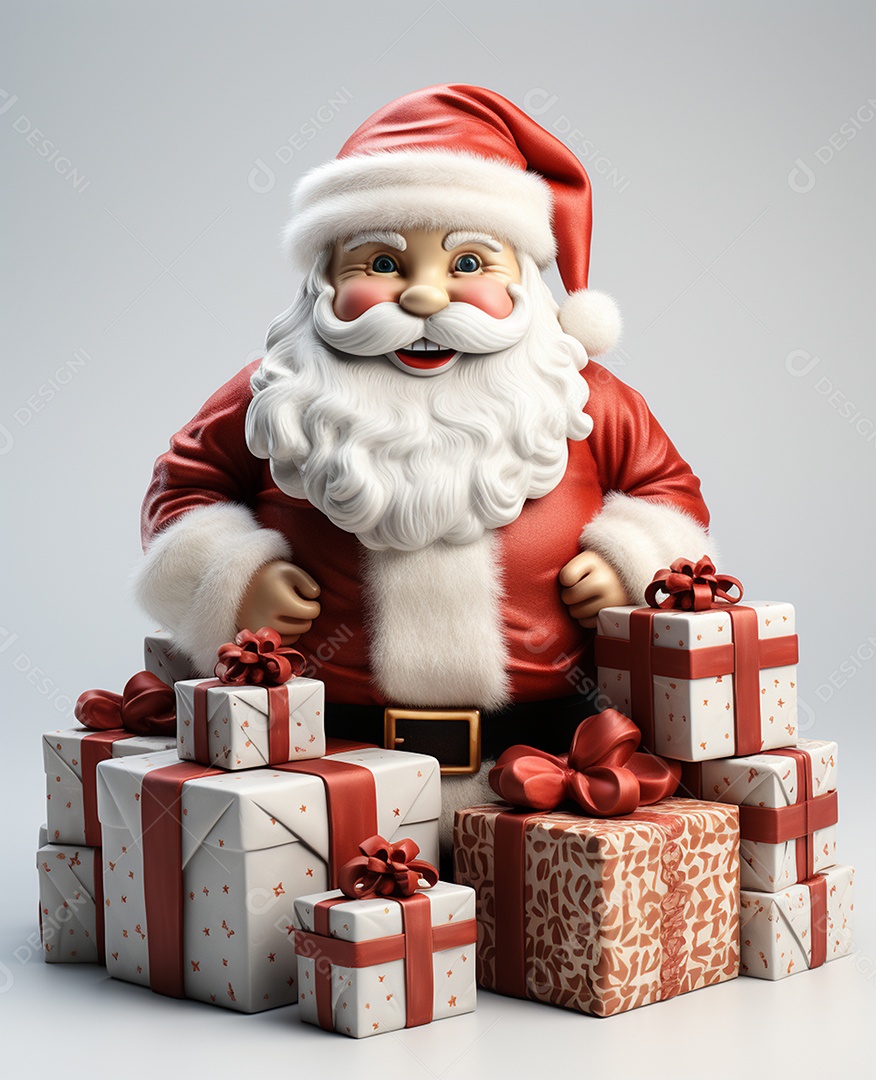 Desenho realista de papai noel feliz