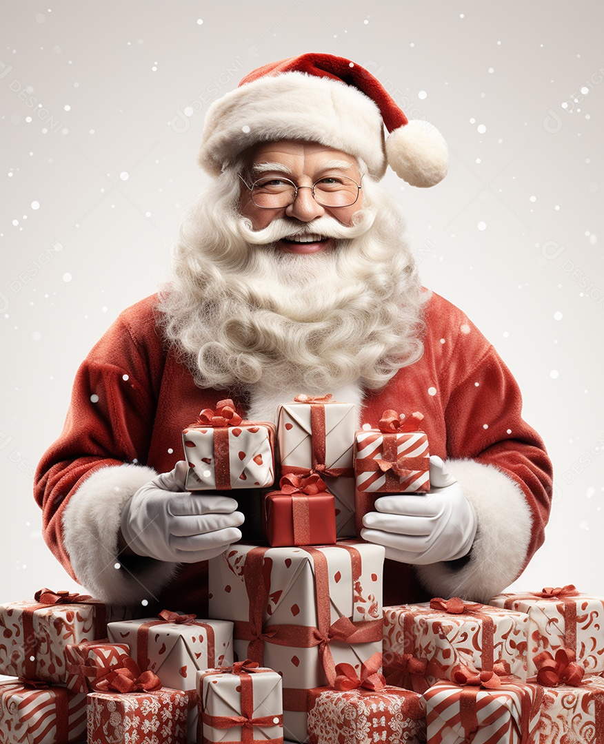 Desenho realista de papai noel feliz