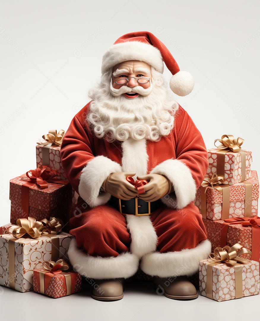 Desenho realista de papai noel feliz