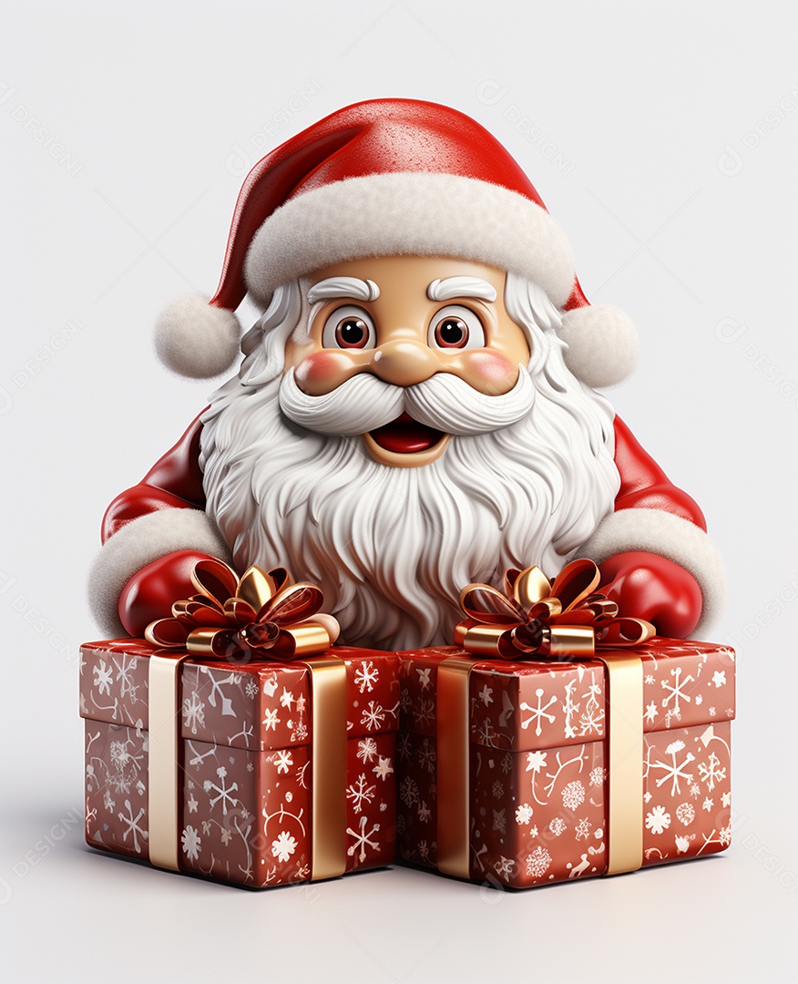 Desenho realista de papai noel feliz