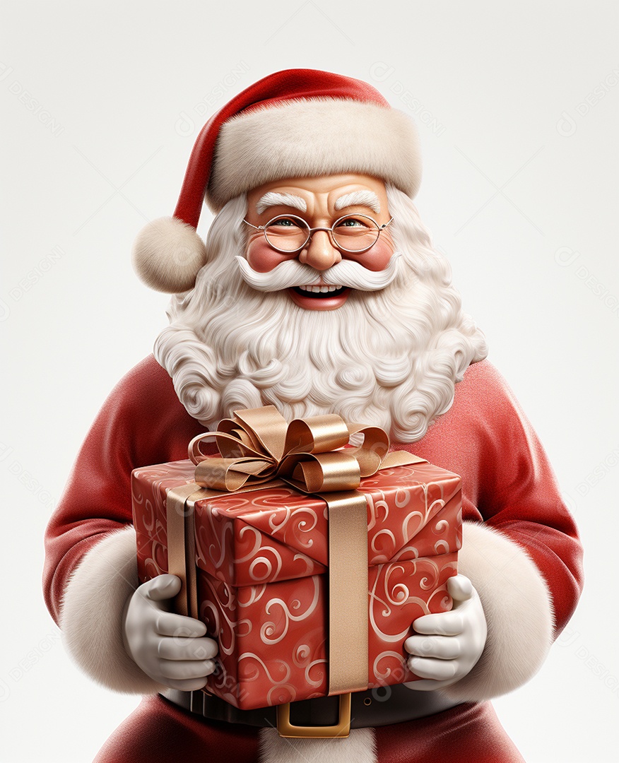 Desenho realista de papai noel feliz