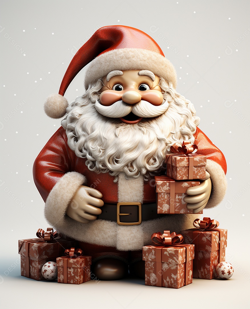 Desenho realista de papai noel feliz