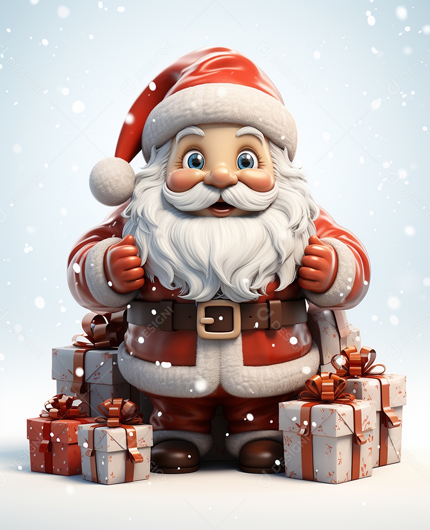 Desenho realista de papai noel feliz