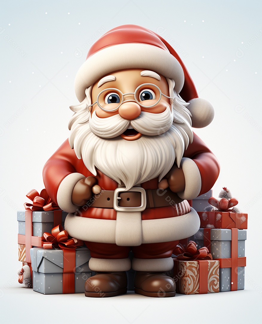 Desenho realista de papai noel feliz