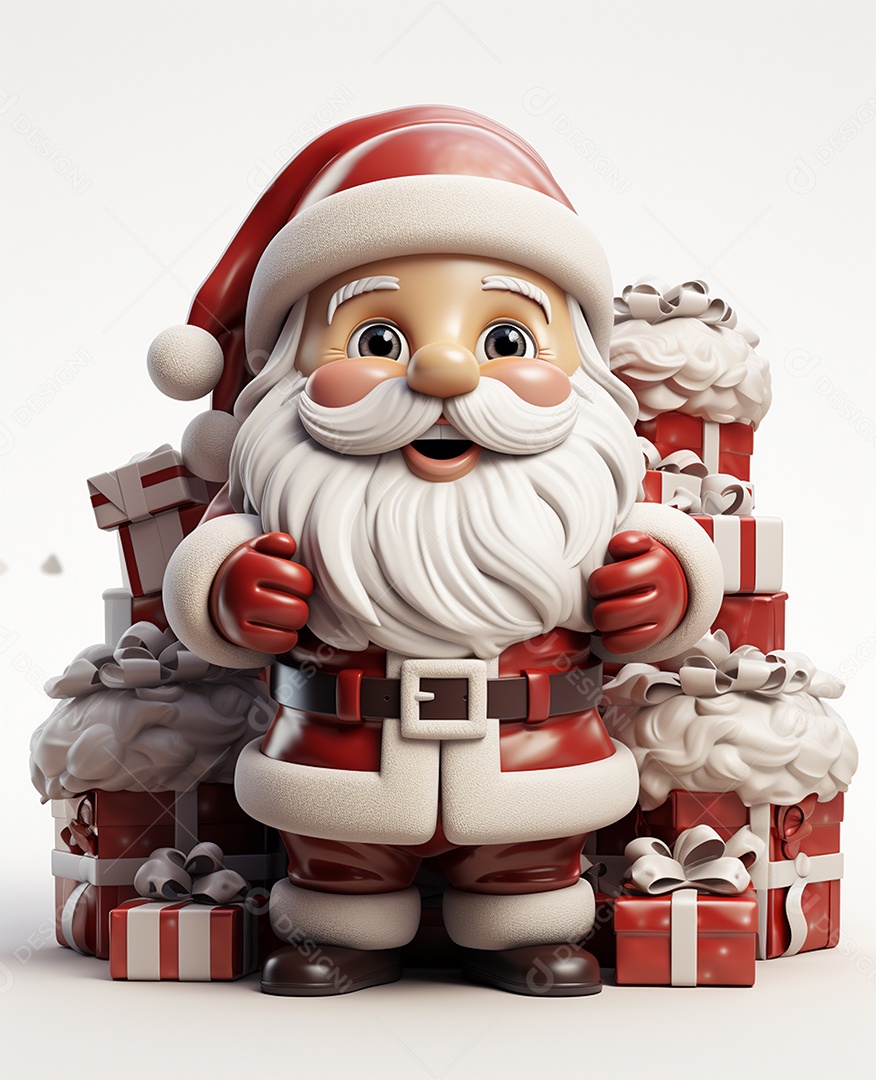 Desenho realista de papai noel feliz