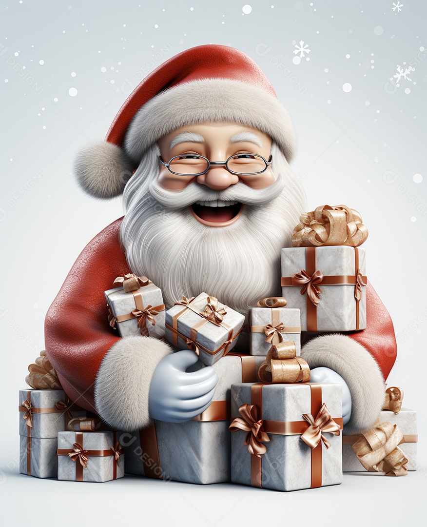 Desenho realista de papai noel feliz