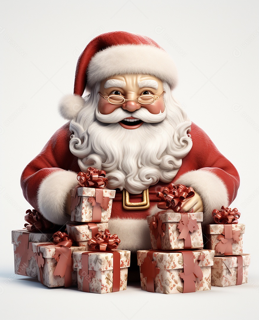 Desenho realista de papai noel feliz